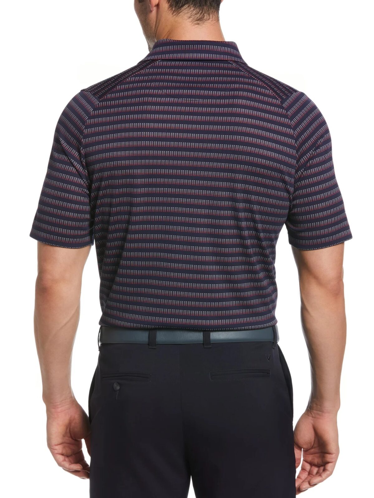 Callaway Men's Yarn Dyed Ventilated Jacquard Stripe Golf Polo - Peacoat - Image 3